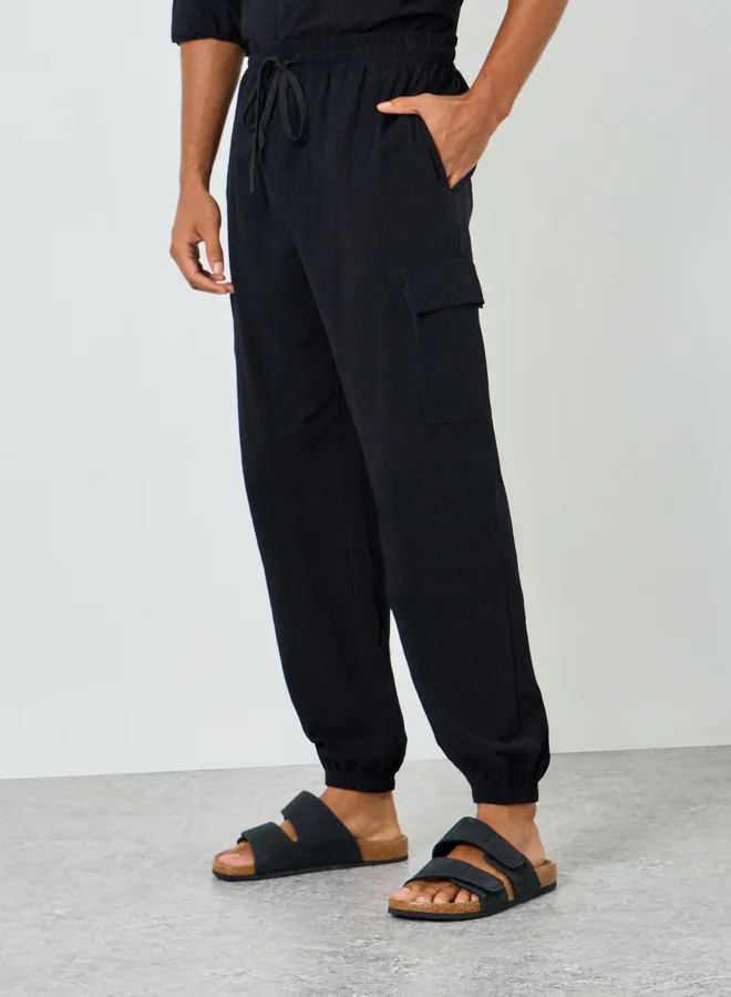 Take Two black Men Solid Pocket Detail Shirt and Pants Co-Ords for Men | Best Price UAE